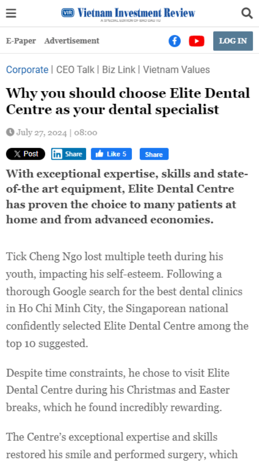 vir media say about dental service at elite dental