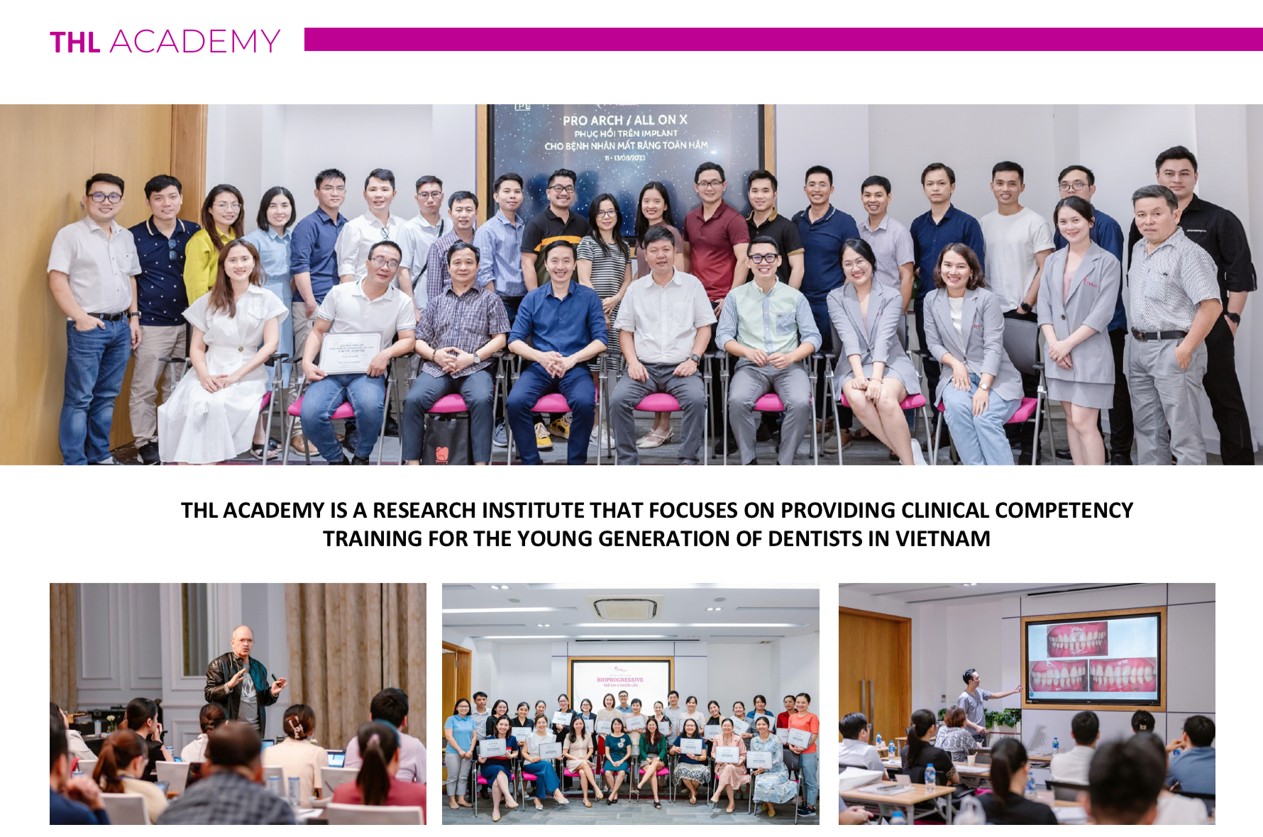 Bác sĩ Lâm tại THL Academy, chia sẻ kiến thức và kinh nghiệm thực hành nha khoa cho thế hệ nha sĩ trẻ Việt Nam.