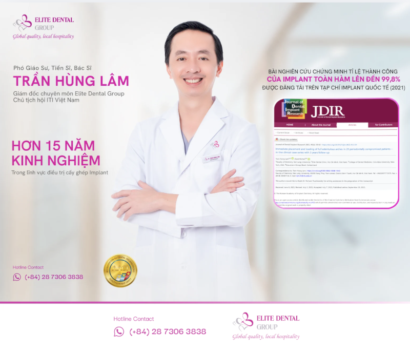 Elite Dental đạt chuẩn quốc tế AACI với quy trình vô khuẩn 7 SOP và đội ngũ bác sĩ 15 năm kinh nghiệm dẫn dắt bởi PGS.TS.BS Trần Hùng Lâm