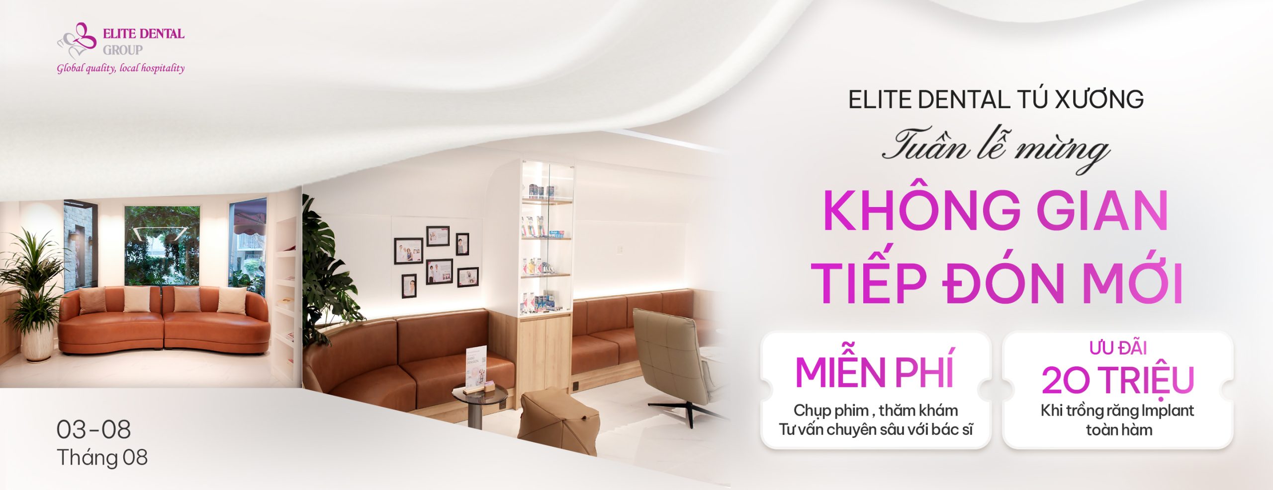 Trung tâm Implant & Phục hình KTS Elite Dental Tú Xương chào mừng không gian đón tiếp mới