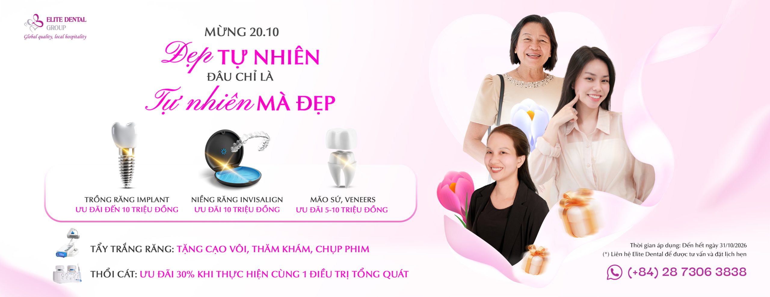 Ưu đãi 20 tháng 10 tại Elite Dental - banner web desk