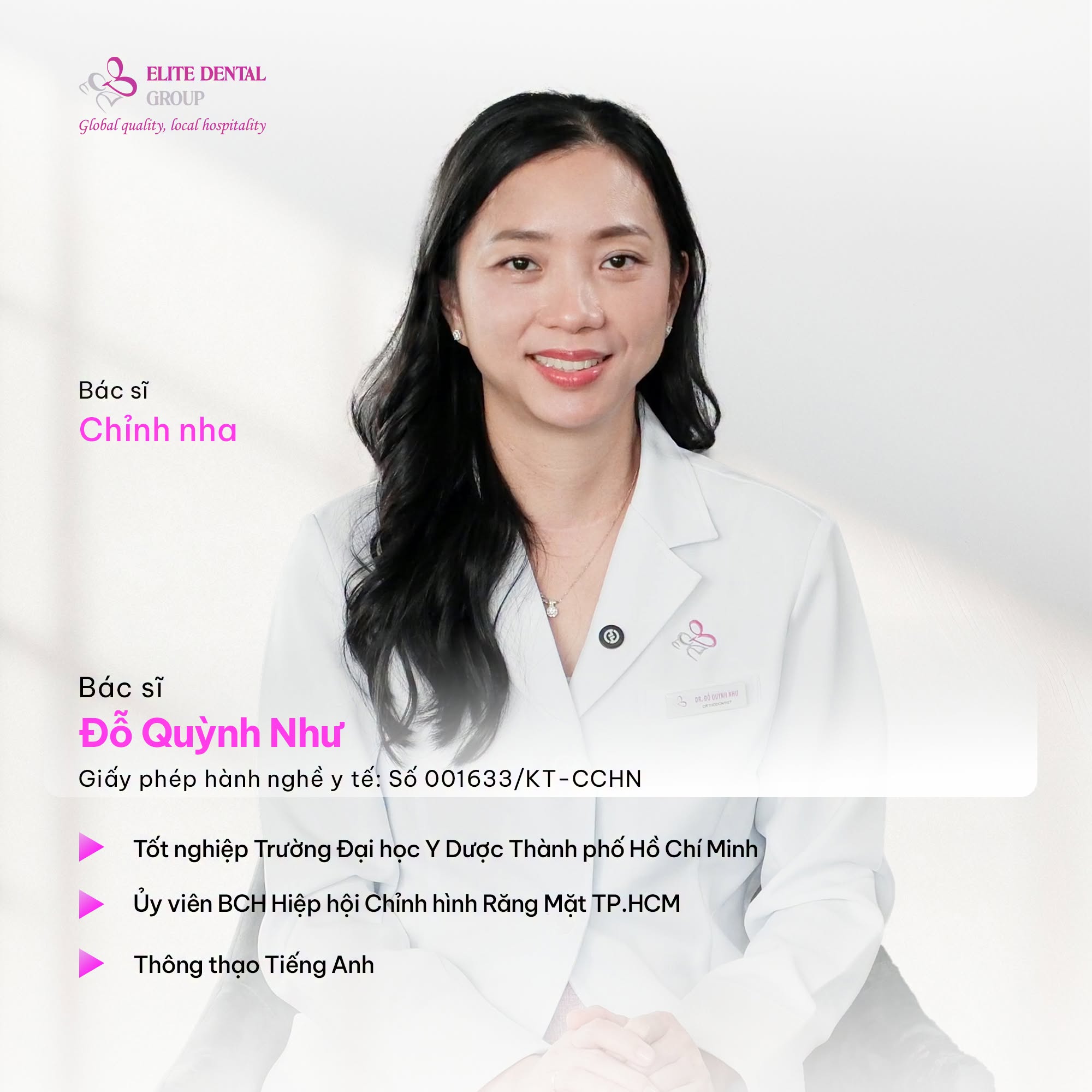 bs đỗ quỳnh như chuyên sâu chỉnh nha tại elite dental